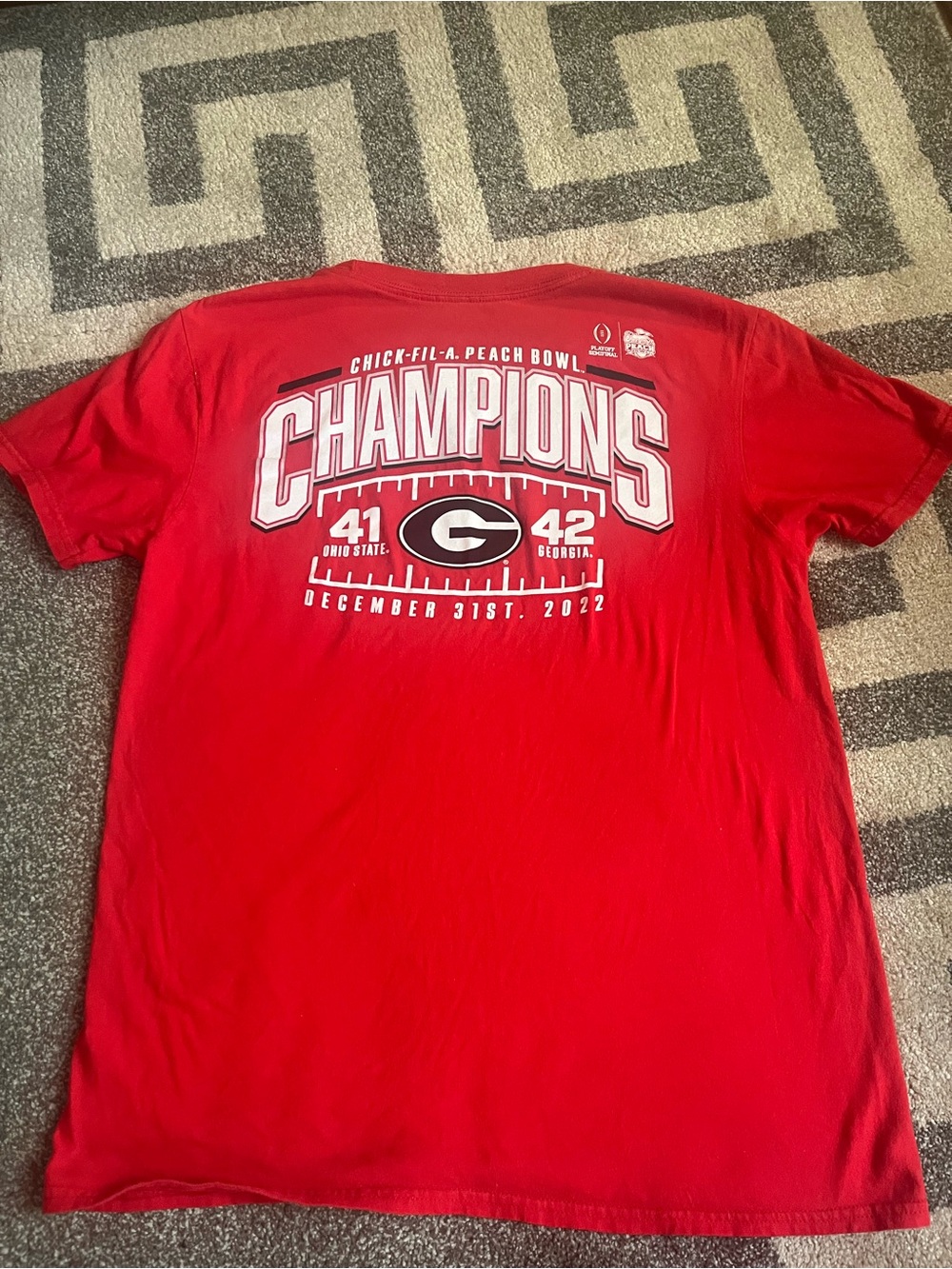 Fanatics Red Georgia Bulldogs Champions Peach Bowl Graphic Tee